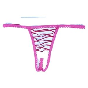 Victoria's Secret Dream Angels V String Thong Medium Women Crotchless Panty NEW